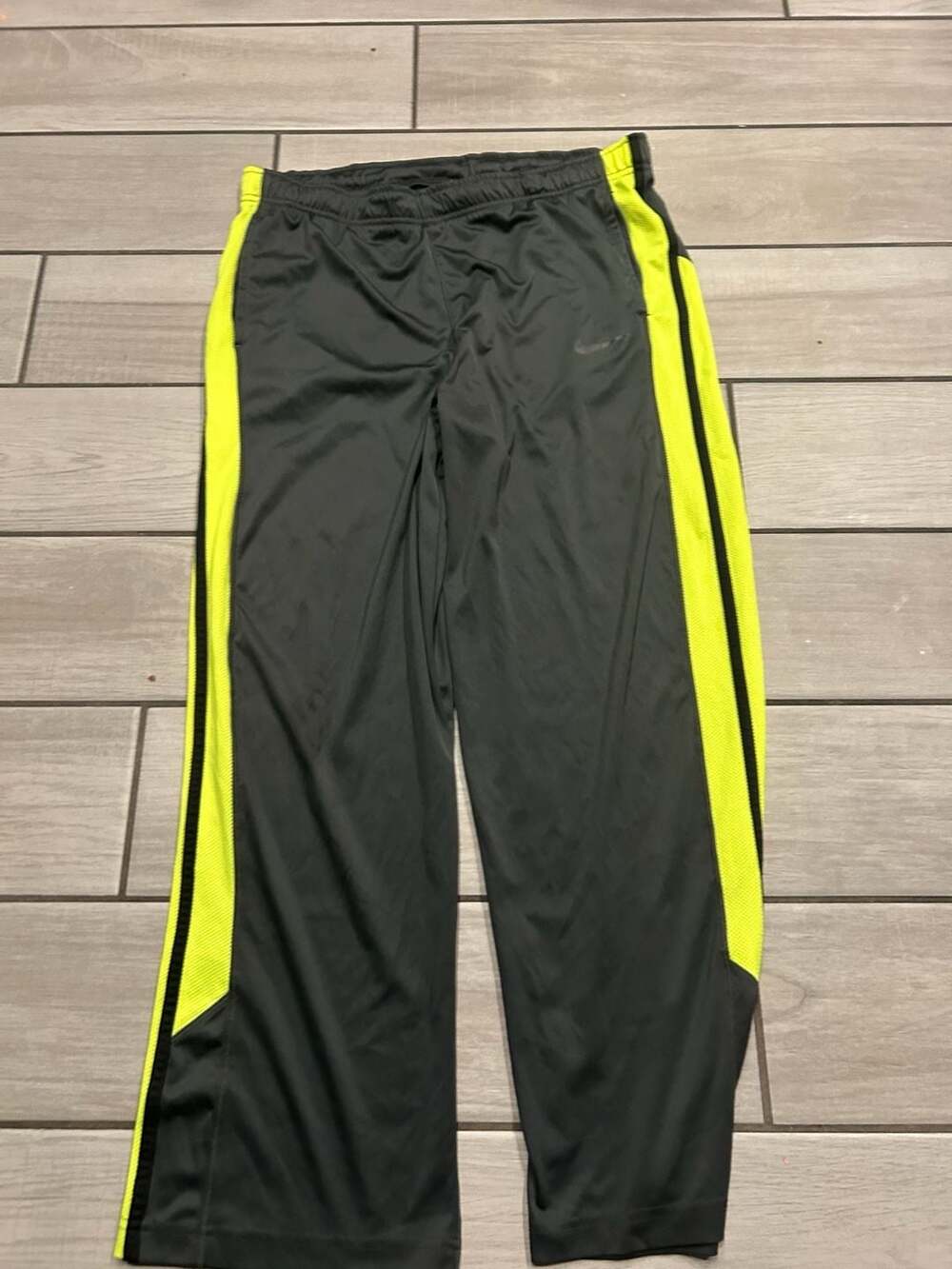 Nike Dri-Fit Track Pants Size XL Gray Neon Yellow
